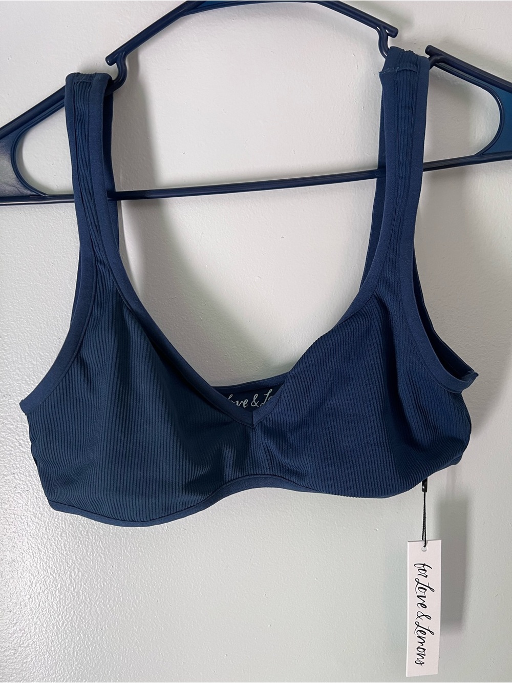 For Love And Lemons Deep Navy Ribbed Underwire Bralette Sports Bra NWT